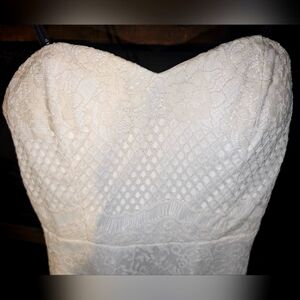 White forever 21 strapless crochet overlay mini dress size xs